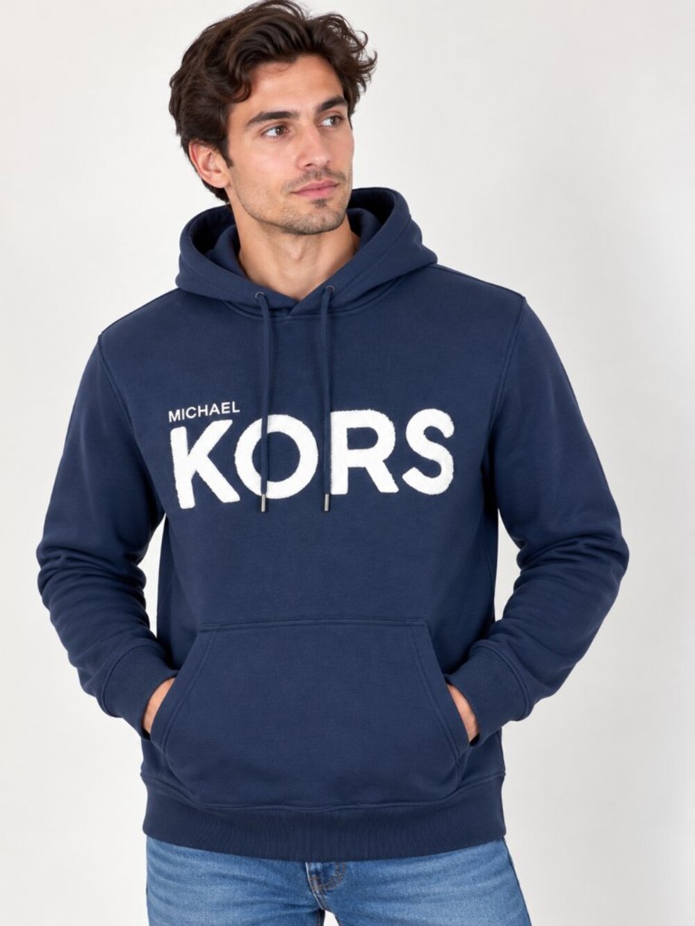 Michael Kors Men’s M Midnight Blue Logo Pullover Hoodie NWT